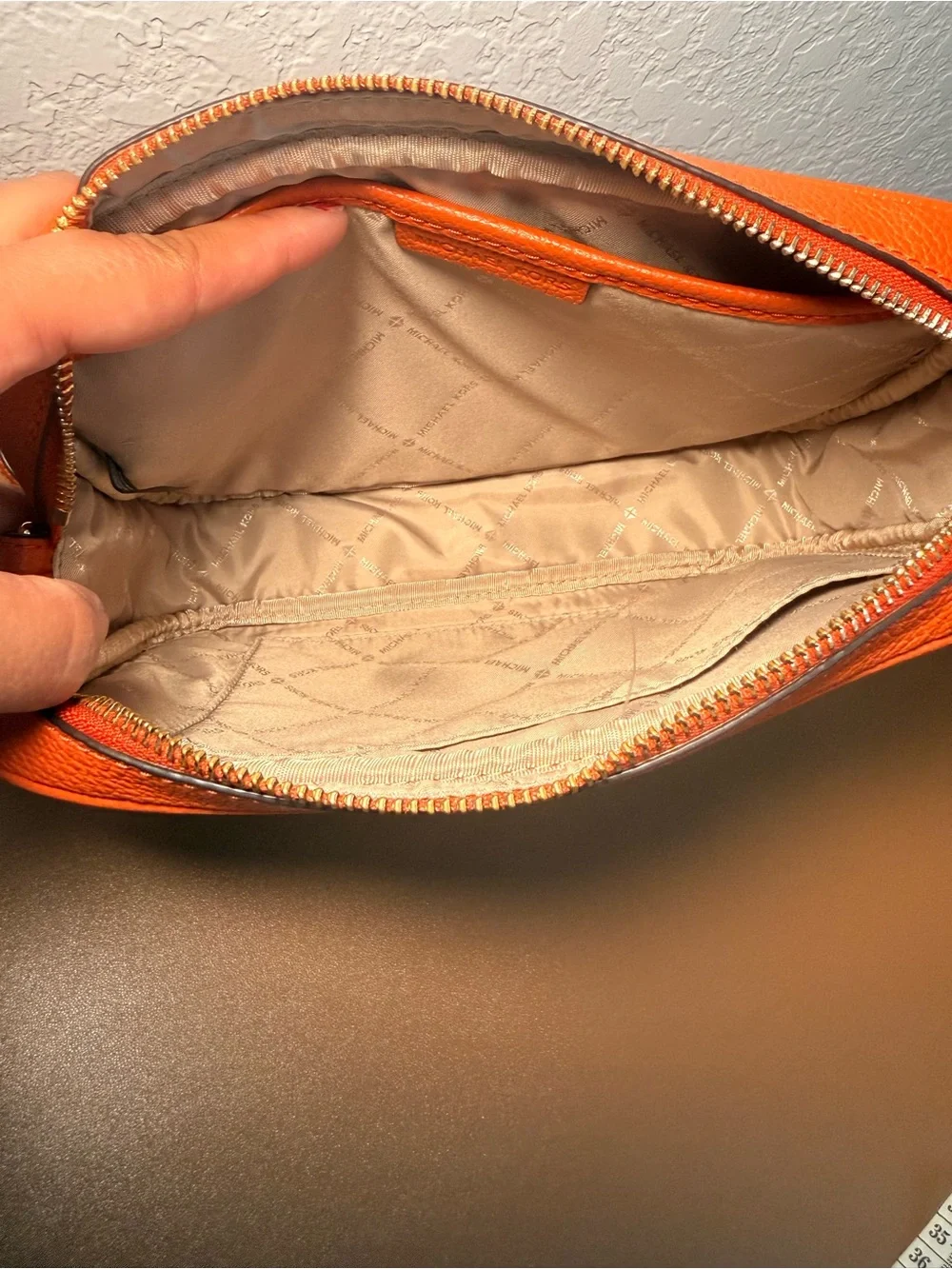 Michael Kors Orange Crossbody Camera Bag with Gold Logo